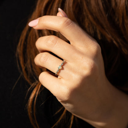 Heart Opal Promise Ring for Her – Minimalist Silver Ring