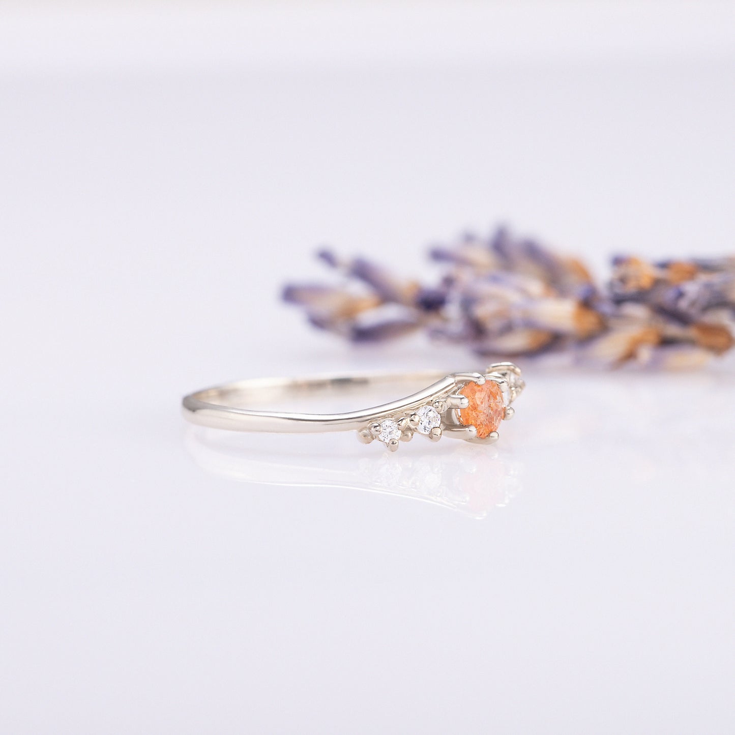 Minimalist Sunstone Promise Ring – Sterling Silver