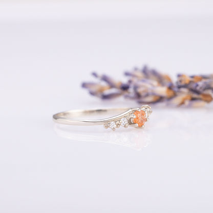 Minimalist Sunstone Promise Ring – Sterling Silver