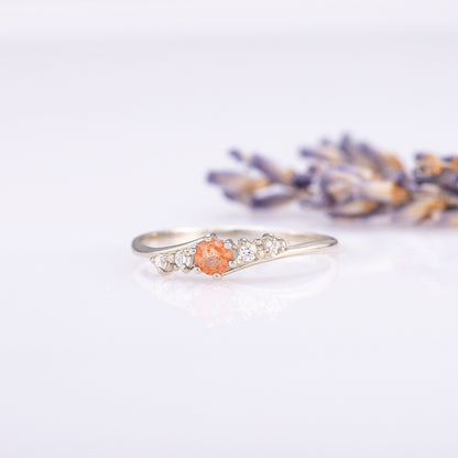 Minimalist Sunstone Promise Ring – Sterling Silver
