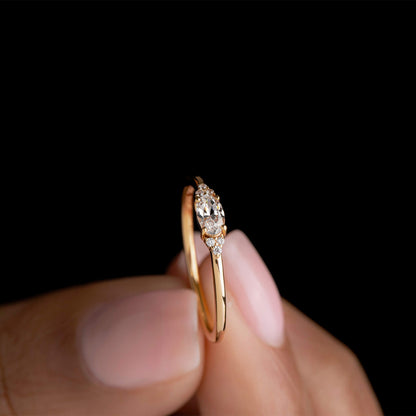 Minimal Oval Cut ring - Teal Blue stone or Clear CZ Stone - Dainty Stacking Ring