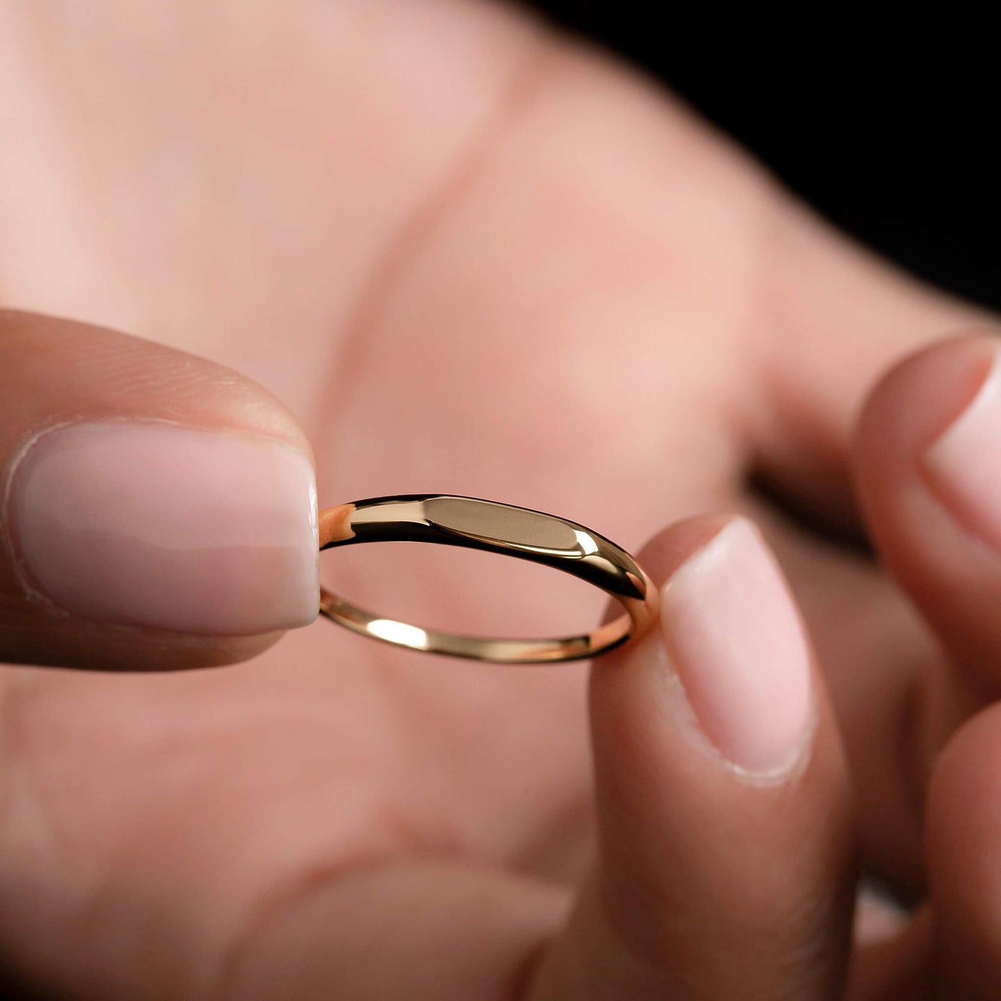 MINI SIGNET RING - Dainty Stacking Ring - Skinny Minimalist Ring - Classic Signet