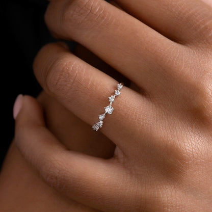 Dainty Scattered band - Sterling Silver Minimalist Ring - Cluster Stones - Perfect Stacking Ring