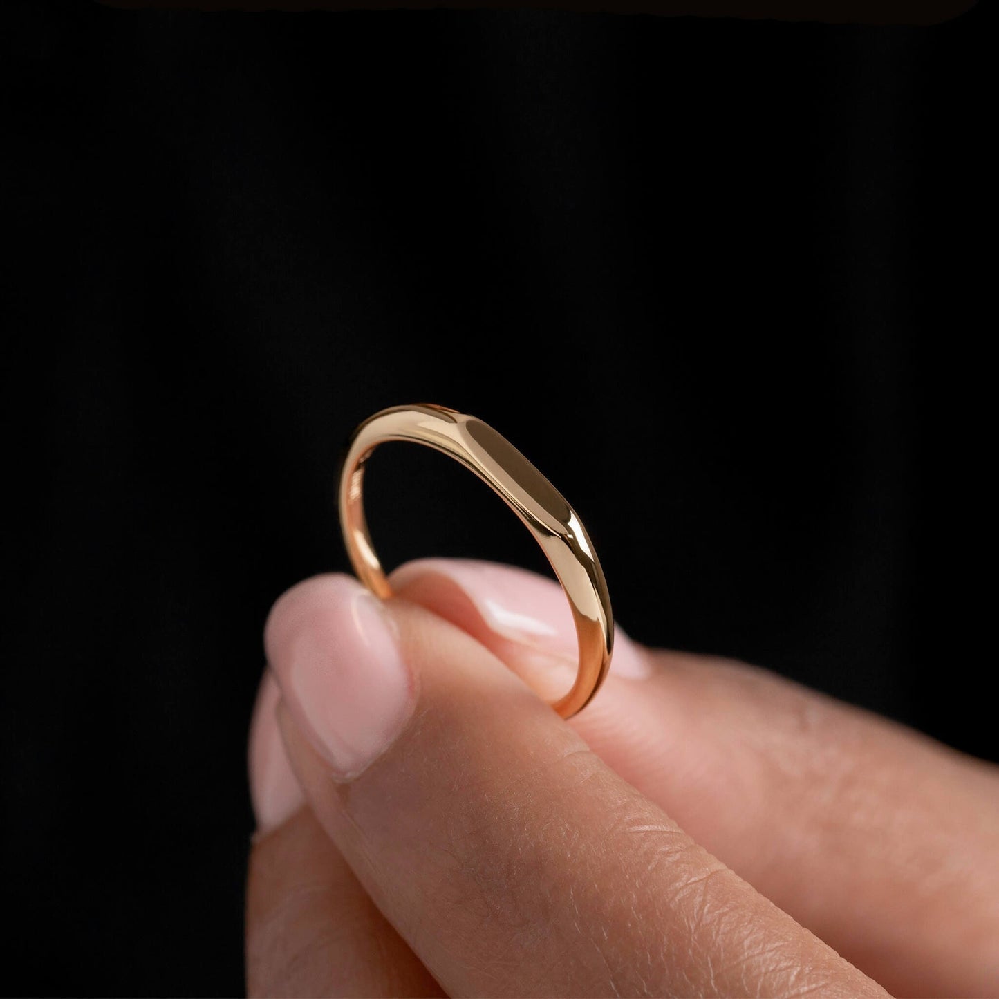 MINI SIGNET RING - Dainty Stacking Ring - Skinny Minimalist Ring - Classic Signet