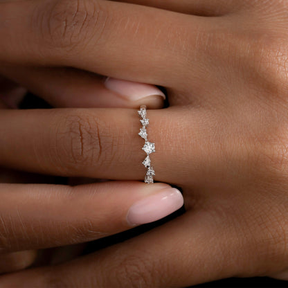 Dainty Scattered band - Sterling Silver Minimalist Ring - Cluster Stones - Perfect Stacking Ring