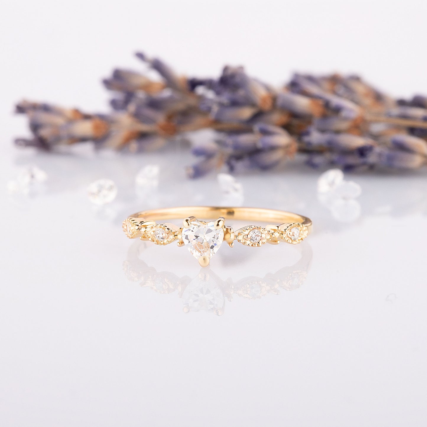 Dainty 14K Gold Heart Promise Ring for Her