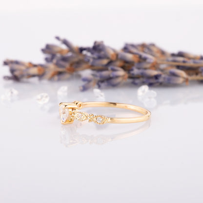 Dainty 14K Gold Heart Promise Ring for Her