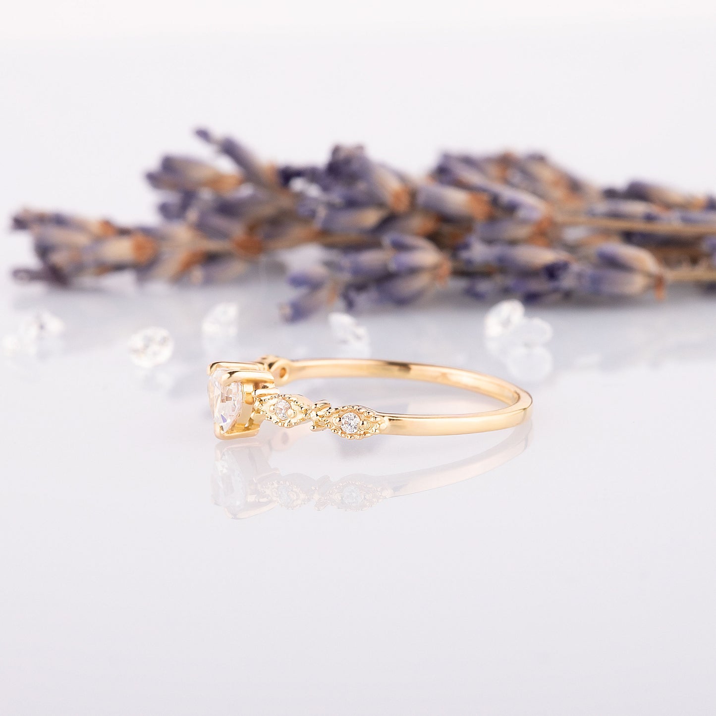 Minimalist Heart Engagement Ring