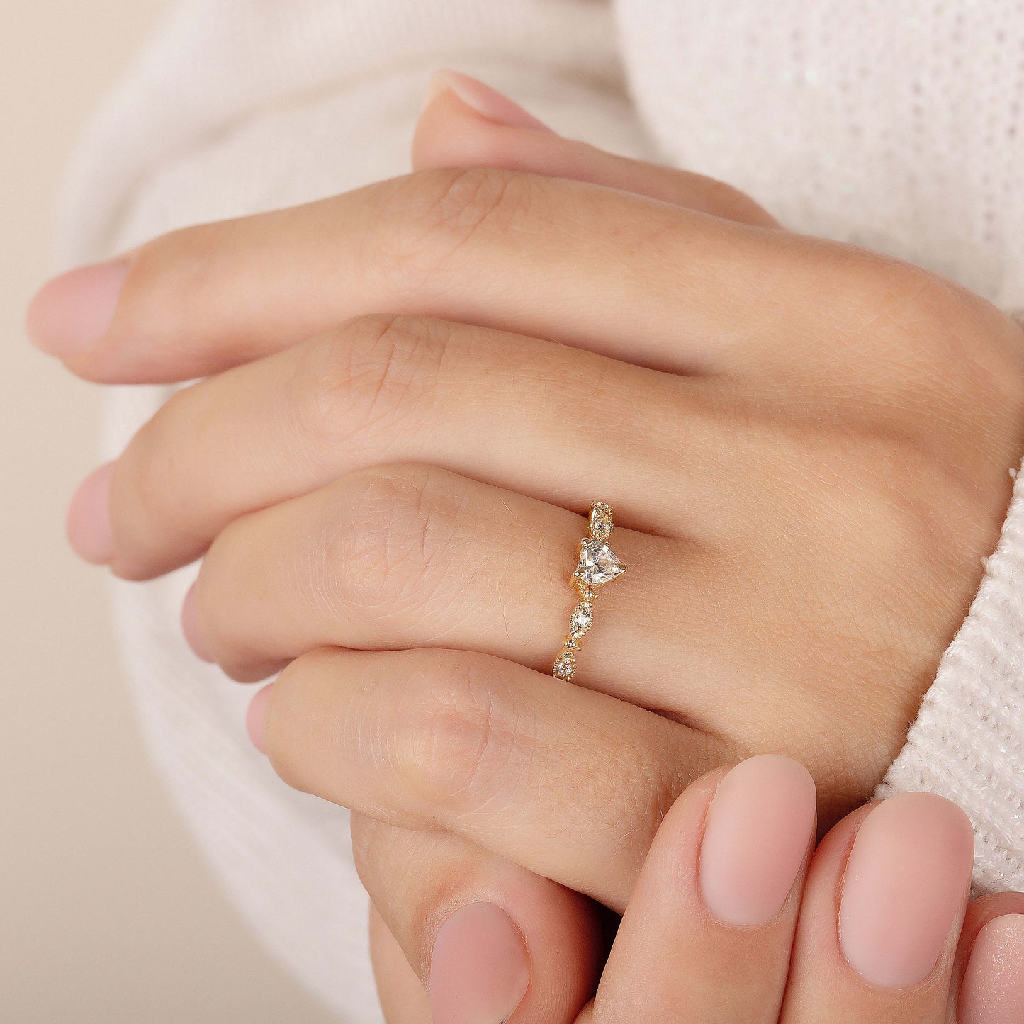 Minimalist Heart Engagement Ring