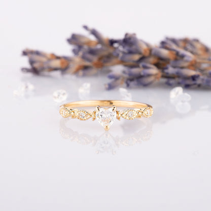 Dainty 14K Gold Heart Promise Ring for Her