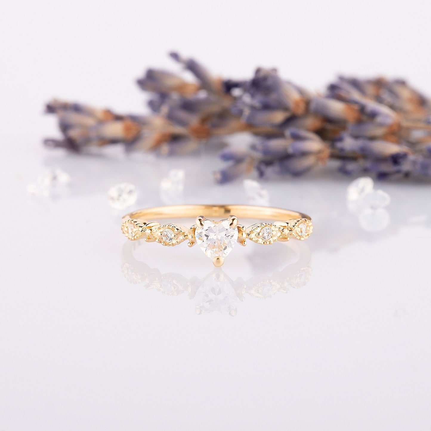 Minimalist Heart Engagement Ring