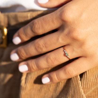 Rose Gold Moss Agate Promise Ring for Her
