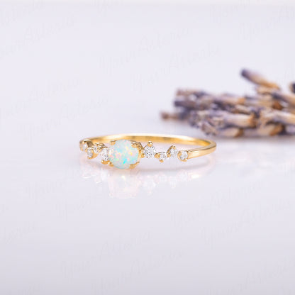 Dainty Opal Engagement Ring – Gold Plated