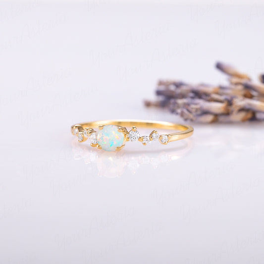 Dainty Opal Engagement Ring – Gold Plated