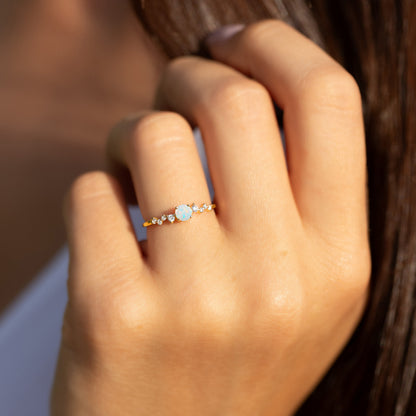 Dainty Opal Engagement Ring – Gold Plated