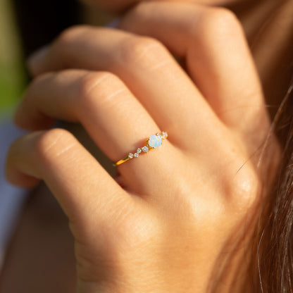 Dainty Opal Engagement Ring – Gold Plated