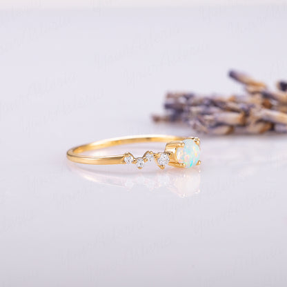 Dainty Opal Engagement Ring – Gold Plated