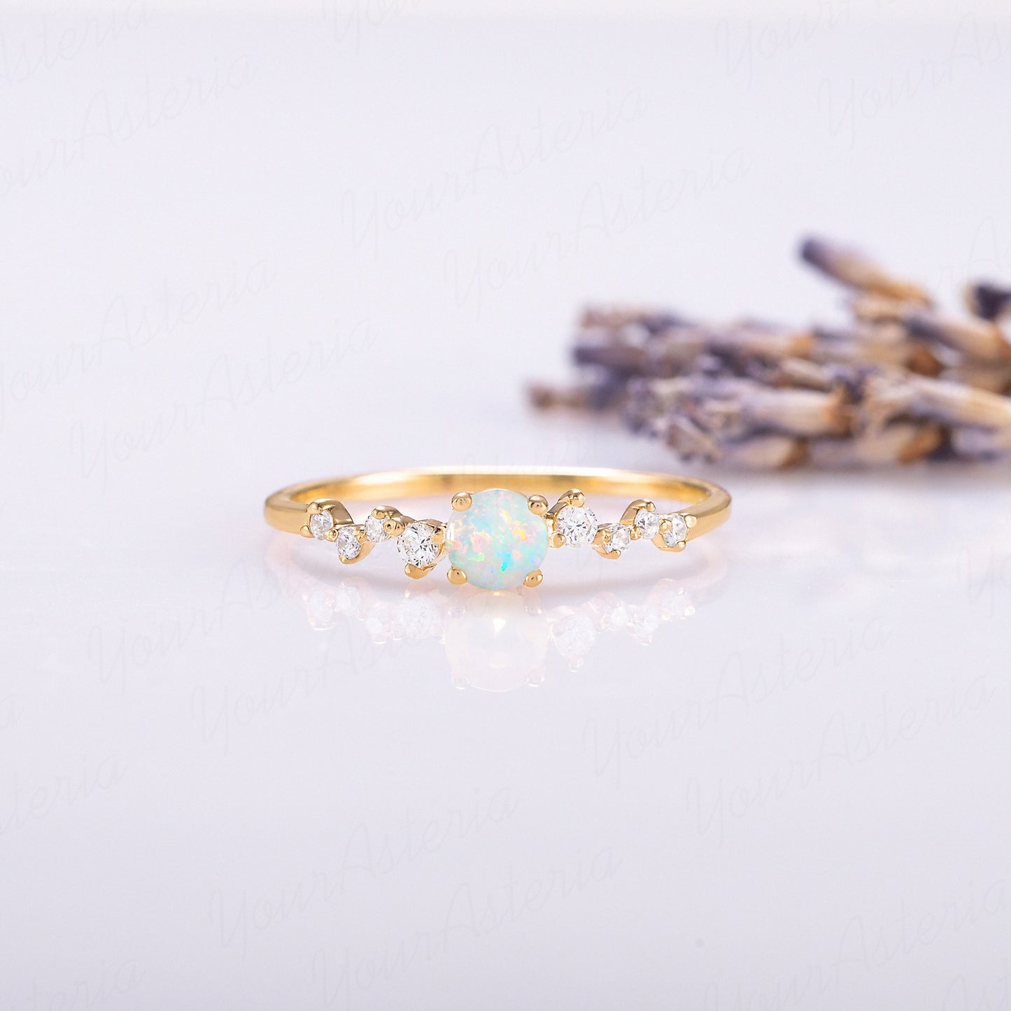 Dainty Opal Engagement Ring – Gold Plated