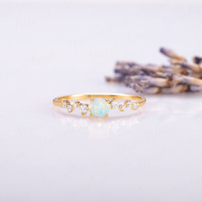 Dainty Opal Engagement Ring – Gold Plated