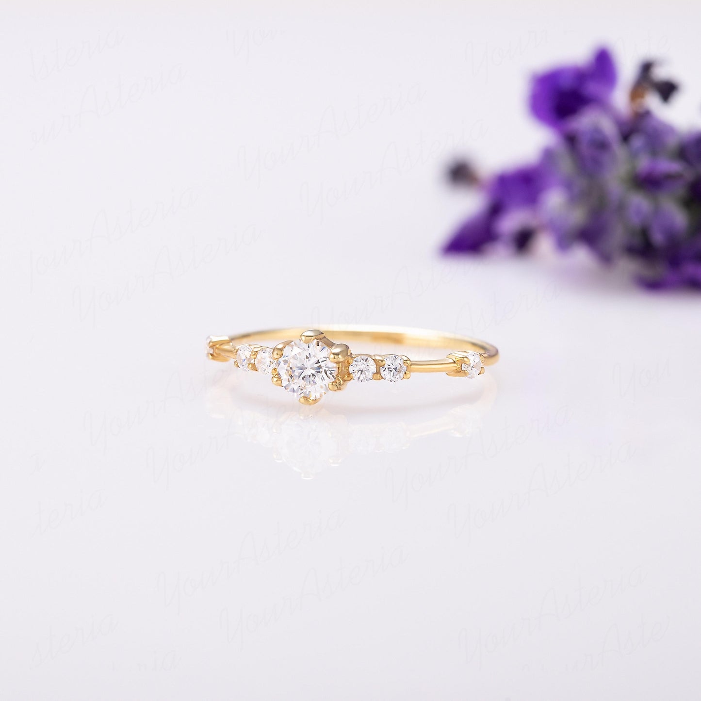 Minimalist 14K Gold CZ Engagement Ring