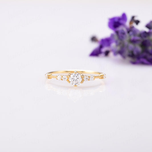 Minimalist 14K Gold CZ Engagement Ring