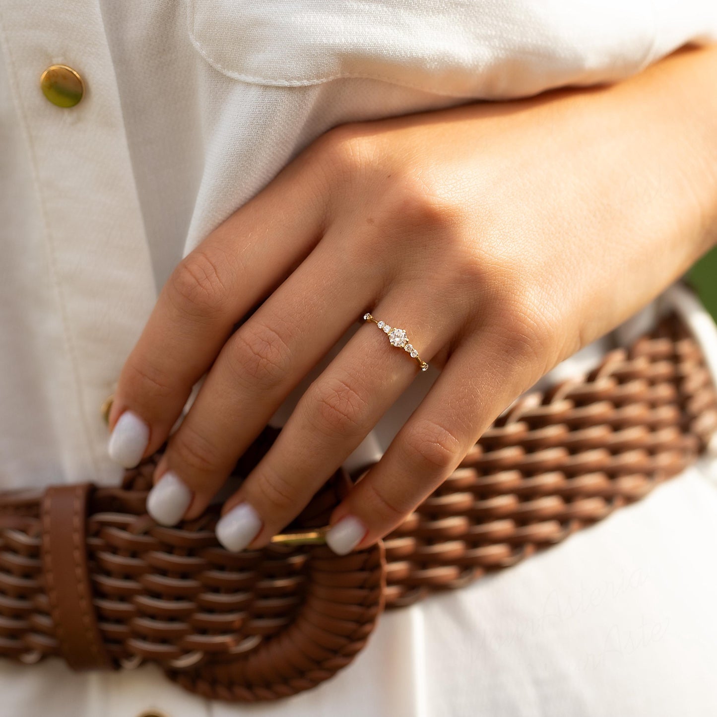 Minimalist 14K Gold CZ Engagement Ring