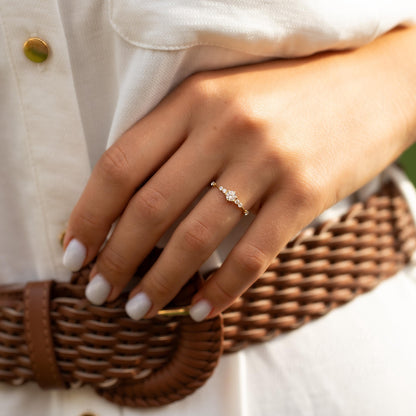 Minimalist 14K Gold CZ Engagement Ring