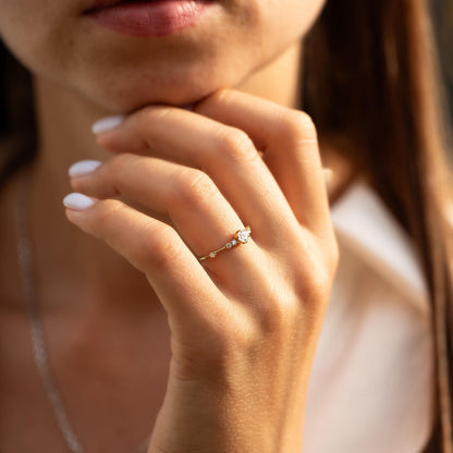 Minimalist 14K Gold CZ Engagement Ring