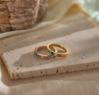 Birthstone Ring, Dainty Stackable Gemstone Band, Minimalist Gemstone Ring, Anniversary Gift, Gift for Mom, Gift for Her