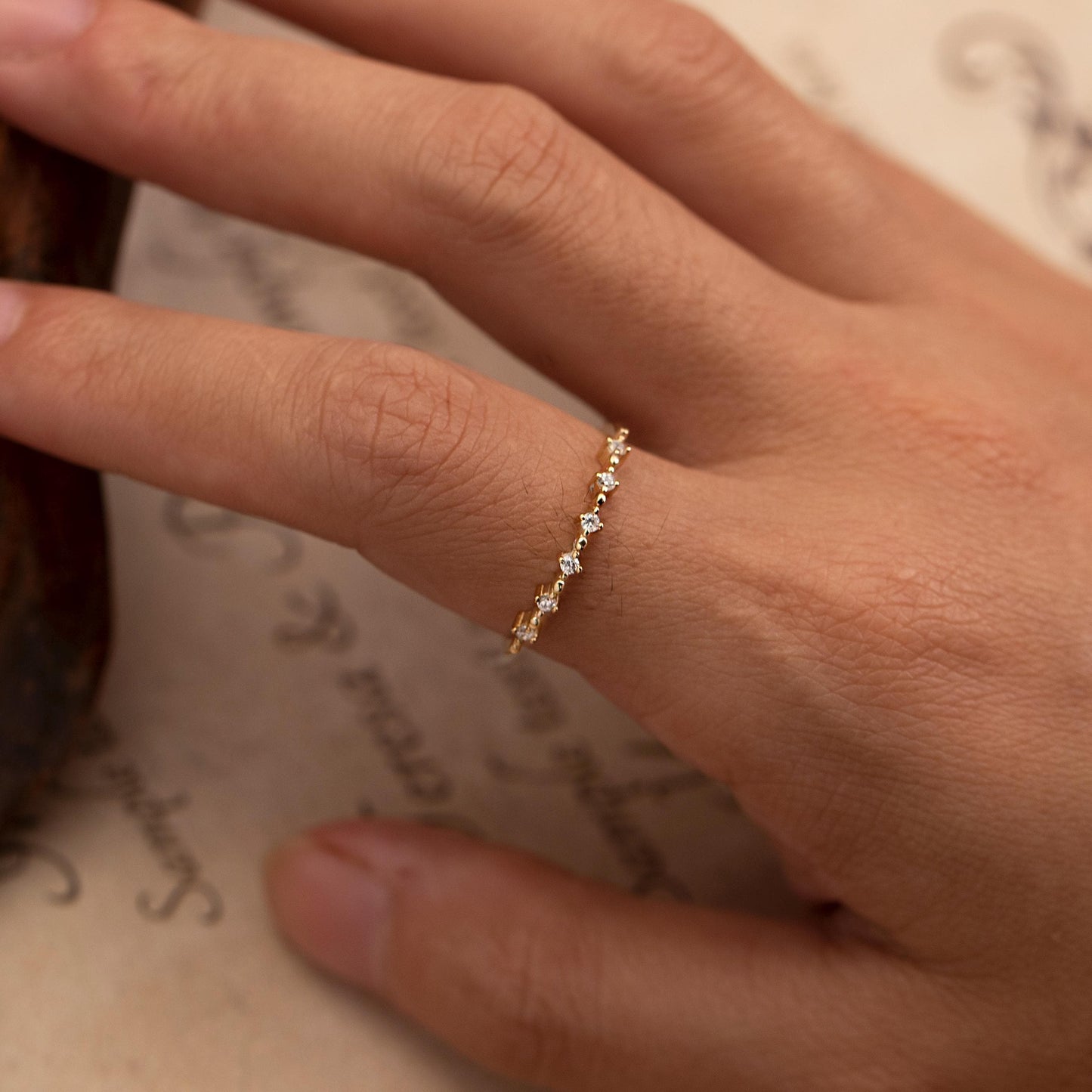 Dainty Minimalist Diamond CZ Ring, Birthstoone Ring, Unique CZ Promise Ring, Women Classic Everyday Ring