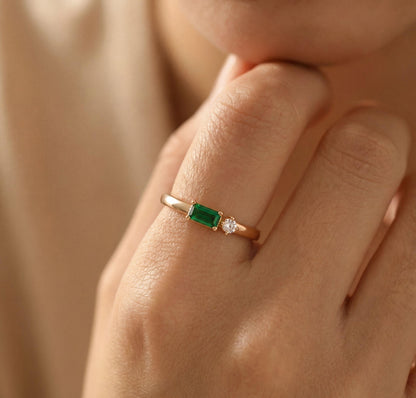Dual Birthstone Ring, 18K Gold Plated, Custom Stone Ring, Minimalist Jewelry, Mothers Ring, Gift for Mom, Gift for Her
