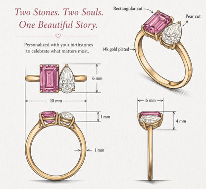 Toi Et Moi Birthstone Ring – Personalized Couple Gift