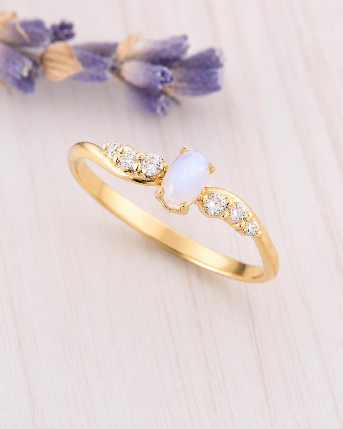 Minimalist Oval Moonstone Ring for Her